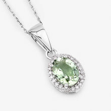 Load image into Gallery viewer, 1.27 Carat Genuine Green Tourmaline and White Diamond 14K White Gold Pendant
