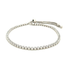 将图片加载到图库查看器，Adjustable Tennis Style Bracelet with Cubic Zirconia in Sterling Silver
