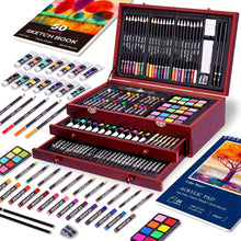 Load image into Gallery viewer, 175-Piece Deluxe Art Set – Crayons, Colored Pencils &amp; Acrylic Paints in Wooden Case
