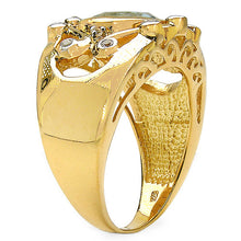 Load image into Gallery viewer, 14K Yellow Gold Plated 3.42 Carat Genuine Blue Topaz &amp; White Topaz .925 Sterling Silver Ring
