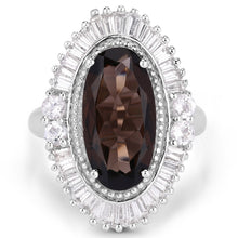 Load image into Gallery viewer, 8.12 Carat Genuine Smoky Quartz and White Topaz .925 Sterling Silver Ring
