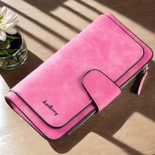 Load image into Gallery viewer, Vintage Faux Leather Long Wallet – Trifold Credit Card Holder with Snap &amp; Zipper
