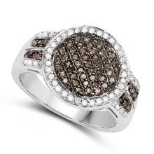 Load image into Gallery viewer, 0.44 Carat Genuine Champagne Diamond and White Diamond .925 Sterling Silver Ring
