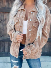 将图片加载到图库查看器，Women’s Collared Neck Button-Down Jacket For Casual and Everyday Use Elegant Simple Jacket
