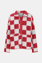 Load image into Gallery viewer, Elegant Checkered Snap Down Long Sleeve Teddy Jacket Soft &amp; Warm Colorful Jacket
