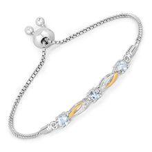 Load image into Gallery viewer, 0.74 Carat Genuine Aquamarine and White Sapphire .925 Sterling Silver Bracelet
