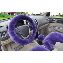 Load image into Gallery viewer, 3Pcs Set Winter Fashion Wool Fur Soft Furry Car Steering Wheel Covers 16 Colors Winter Universal Hand Brake Gear Cover  Car Accessories
