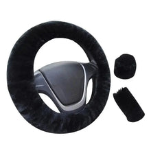 Load image into Gallery viewer, 3Pcs Set Winter Fashion Wool Fur Soft Furry Car Steering Wheel Covers 16 Colors Winter Universal Hand Brake Gear Cover  Car Accessories
