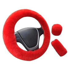 Load image into Gallery viewer, 3Pcs Set Winter Fashion Wool Fur Soft Furry Car Steering Wheel Covers 16 Colors Winter Universal Hand Brake Gear Cover  Car Accessories
