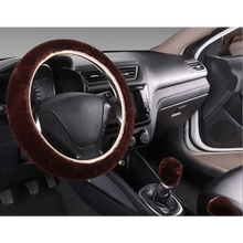 Load image into Gallery viewer, 3Pcs Set Winter Fashion Wool Fur Soft Furry Car Steering Wheel Covers 16 Colors Winter Universal Hand Brake Gear Cover  Car Accessories
