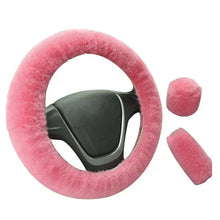 Load image into Gallery viewer, 3Pcs Set Winter Fashion Wool Fur Soft Furry Car Steering Wheel Covers 16 Colors Winter Universal Hand Brake Gear Cover  Car Accessories
