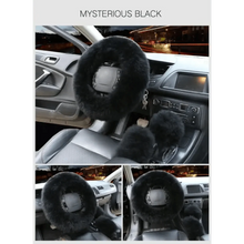 Load image into Gallery viewer, 3Pcs Set Winter Fashion Wool Fur Soft Furry Car Steering Wheel Covers 16 Colors Winter Universal Hand Brake Gear Cover  Car Accessories
