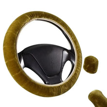 Load image into Gallery viewer, 3Pcs Set Winter Fashion Wool Fur Soft Furry Car Steering Wheel Covers 16 Colors Winter Universal Hand Brake Gear Cover  Car Accessories
