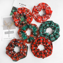 Load image into Gallery viewer, 4.38 Inch Fashion Christmas Scrunchie Elastic New Handmade Head Bands Hair Rope Ponytail Holder Headdress Ponytail Holder Accessories for Women
