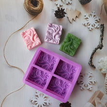 Load image into Gallery viewer, 4-Cavity Wavy Flower Silicone Handmade Soap Mold Cake Mold Aromatherapy Plaster Mold Essential Oil Soap Mold 4-Cavity Ocean Wave Soap Mold, Silicone Sea Wave Cake Pan
