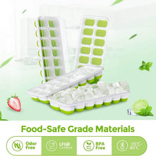 Load image into Gallery viewer, 4-Pack: Easy-Release Silicone &amp; Flexible 14-Ice Cube Trays with Spill-Resistant Removable Lid
