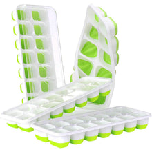 Load image into Gallery viewer, 4-Pack: Easy-Release Silicone &amp; Flexible 14-Ice Cube Trays with Spill-Resistant Removable Lid
