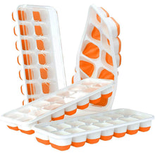 Load image into Gallery viewer, 4-Pack: Easy-Release Silicone &amp; Flexible 14-Ice Cube Trays with Spill-Resistant Removable Lid

