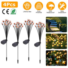 Load image into Gallery viewer, 4-Pack: Solar Powered Stake Bee Light 2 Lighting Mode Lifelike Firefly
