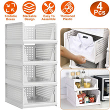 Load image into Gallery viewer, 4-Packs: Plastic Storage Box Closet Organizer Foldable Storage with Slide Rail Push-Pull
