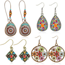 将图片加载到图库查看器，4-Pair: Bohemian Vintage Dangle Earrings
