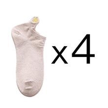 将图片加载到图库查看器，4 Pairs Fashion Socks New Spring Cotton Non-Slip No-Show Boat Socks Novelty Girls Cute Heart Embroidery Casual Funny Ankle Socks Pack For Women
