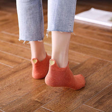 将图片加载到图库查看器，4 Pairs Fashion Socks New Spring Cotton Non-Slip No-Show Boat Socks Novelty Girls Cute Heart Embroidery Casual Funny Ankle Socks Pack For Women
