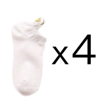 将图片加载到图库查看器，4 Pairs Fashion Socks New Spring Cotton Non-Slip No-Show Boat Socks Novelty Girls Cute Heart Embroidery Casual Funny Ankle Socks Pack For Women
