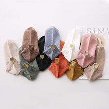 将图片加载到图库查看器，4 Pairs Fashion Socks New Spring Cotton Non-Slip No-Show Boat Socks Novelty Girls Cute Heart Embroidery Casual Funny Ankle Socks Pack For Women
