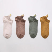 将图片加载到图库查看器，4 Pairs Fashion Socks New Spring Cotton Non-Slip No-Show Boat Socks Novelty Girls Cute Heart Embroidery Casual Funny Ankle Socks Pack For Women
