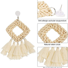 将图片加载到图库查看器，4-Pairs: Women's Rattan Earrings
