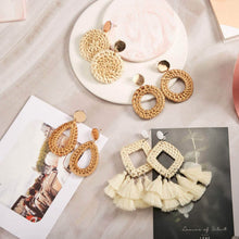 将图片加载到图库查看器，4-Pairs: Women's Rattan Earrings
