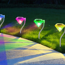 将图片加载到图库查看器，4-Piece: Solar Diamond LED Light Pathway Stake Decorative Lamp
