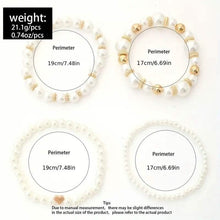 Load image into Gallery viewer, 4-Pieces: Elegant White Faux Pearls Beaded Handmade Hand String Jewelry Set
