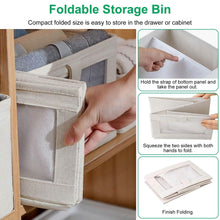 Load image into Gallery viewer, 4-Pieces: Foldable Linen Clothing Storage Bin with Visible Clear Window
