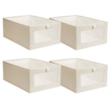 Load image into Gallery viewer, 4-Pieces: Foldable Linen Clothing Storage Bin with Visible Clear Window
