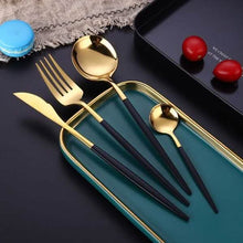 将图片加载到图库查看器，4-Pieces: Mirror Polish Dinnerware Set Stainless Steel Cutlery Set Flat Tableware
