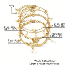 将图片加载到图库查看器，4-Pieces: Stackable Thin Chain Anklet Set

