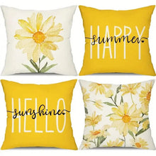 Load image into Gallery viewer, 4-Pieces: Summer Flowers Printed Throw Pillow Cover Cushion Pillow Case

