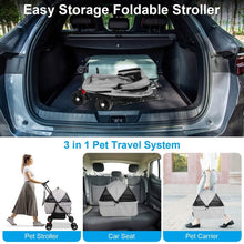 将图片加载到图库查看器，4 Wheels Pet Stroller Foldable with Removable Liner Storage Basket
