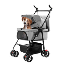 将图片加载到图库查看器，4 Wheels Pet Stroller Foldable with Removable Liner Storage Basket
