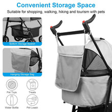 将图片加载到图库查看器，4 Wheels Pet Stroller Foldable with Removable Liner Storage Basket
