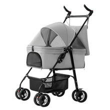 将图片加载到图库查看器，4 Wheels Pet Stroller Foldable with Removable Liner Storage Basket
