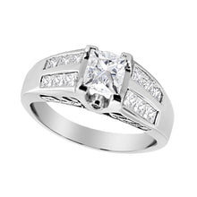 Load image into Gallery viewer, 14K White Gold 1 1/4 Cttw Princess Cut Diamond Channel Set Engagement Ring (H-I Color, SI1-SI2 Clarity) - Ring Size 7
