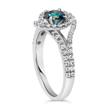 Load image into Gallery viewer, 14K White Gold 1-1/3 Cttw White &amp; Blue Diamond Interweaving Double Halo Cocktail Statement Ring (G-H and Fancy Blue Color, SI2-I1 Clarity) - Size 6

