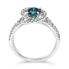 Load image into Gallery viewer, 14K White Gold 1-1/3 Cttw White &amp; Blue Diamond Interweaving Double Halo Cocktail Statement Ring (G-H and Fancy Blue Color, SI2-I1 Clarity) - Size 6
