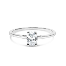 将图片加载到图库查看器，14K White Gold 1/2 Cttw Oval Lab Grown Diamond 4 Prong Solitaire Engagement Ring (F-G Color, VS2-SI1 Clarity) - Size 7
