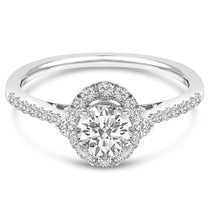 Load image into Gallery viewer, 14K White Gold 1.00 Cttw Lab-Grown Diamond Oval Shaped Halo Engagement Ring (F-G Color, VS1-VS2 Clarity) - Ring Size 7
