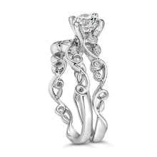Load image into Gallery viewer, 14K White Gold Lab Grown Diamond 1.0 Cttw Vintage Style Engagement Ring and Band Set - Ring Size 5
