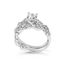 Load image into Gallery viewer, 14K White Gold Lab Grown Diamond 1.0 Cttw Vintage Style Engagement Ring and Band Set - Ring Size 5
